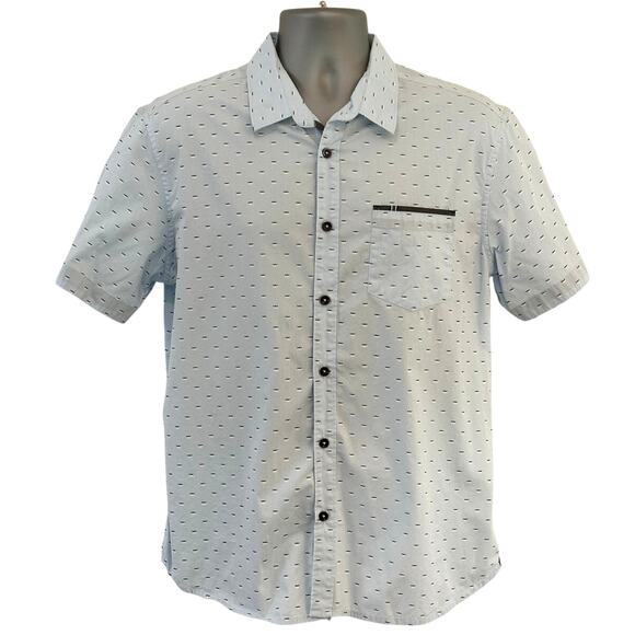 Level Ten Mensmodern Blue Short Sleeve Button Down Shirt Men's Size L Excellent - Picture 1 of 12